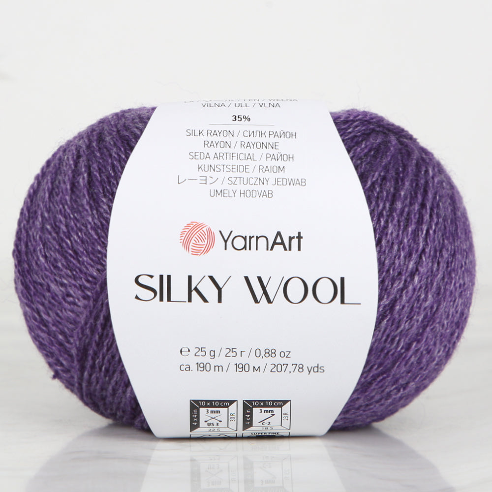 Yarnart SILK WOOL Hand Knitting Yarn, Purple - 334