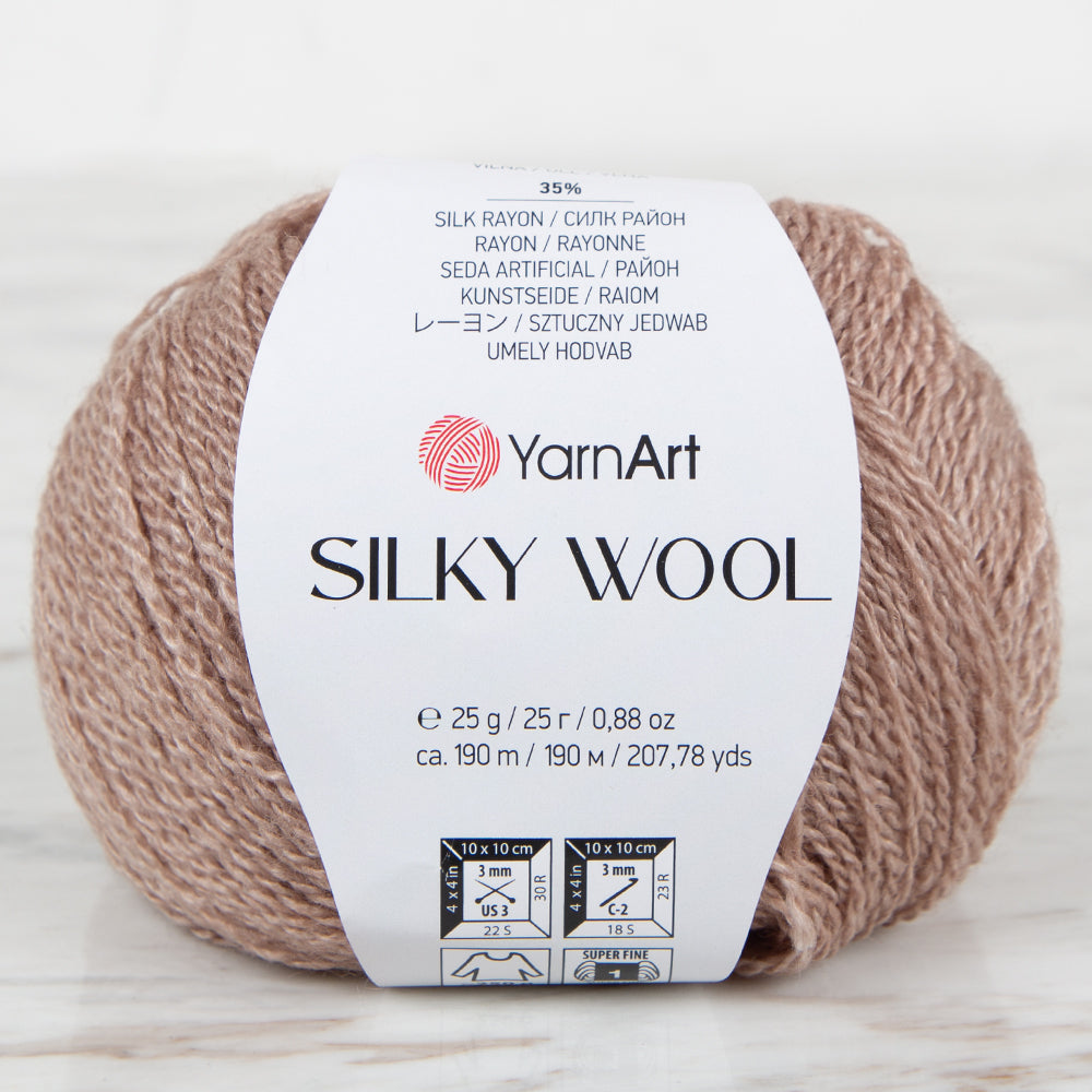 Yarnart SILK WOOL Hand Knitting Yarn, Beige - 337