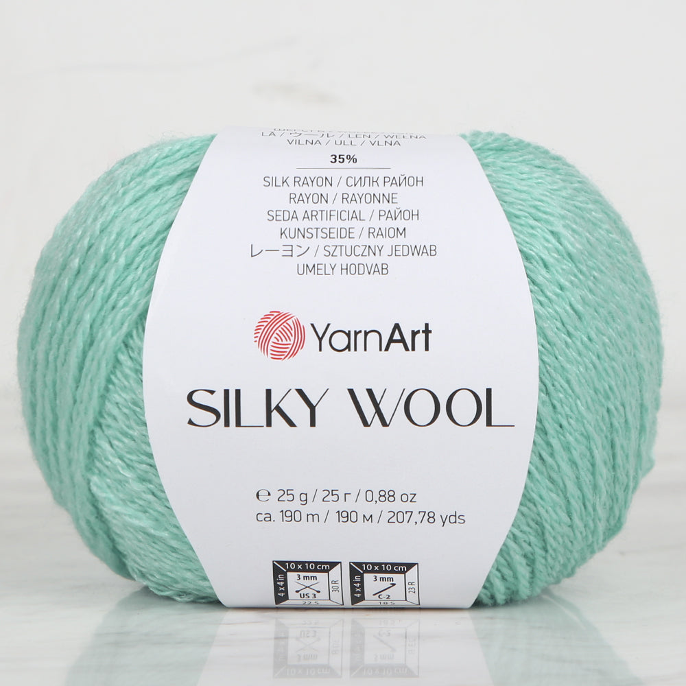 Yarnart SILK WOOL Hand Knitting Yarn, Green - 340