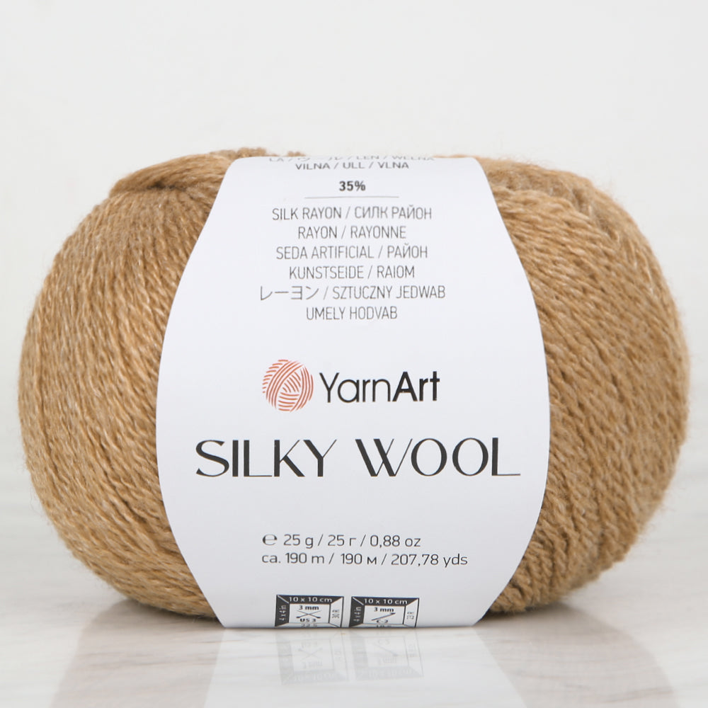 Yarnart SILK WOOL Hand Knitting Yarn, Brown - 345