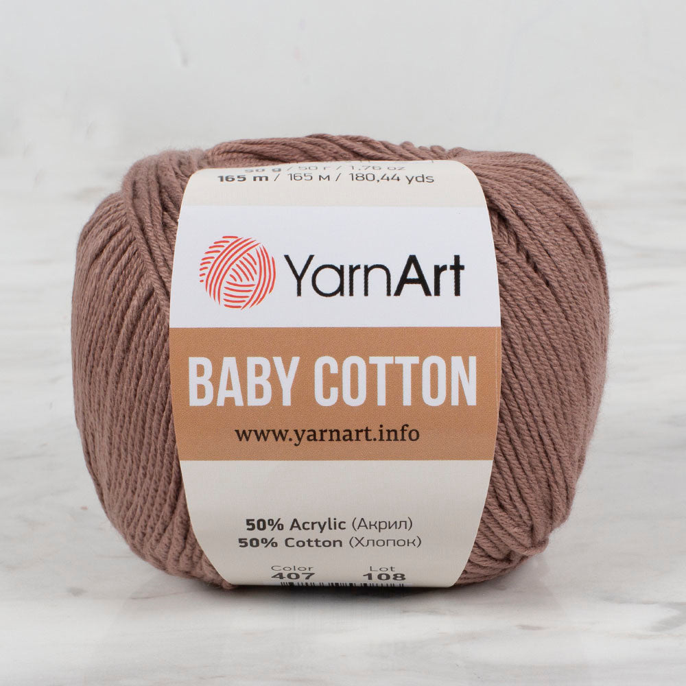 YarnArt Baby Cotton Knitting Yarn, Mink - 407
