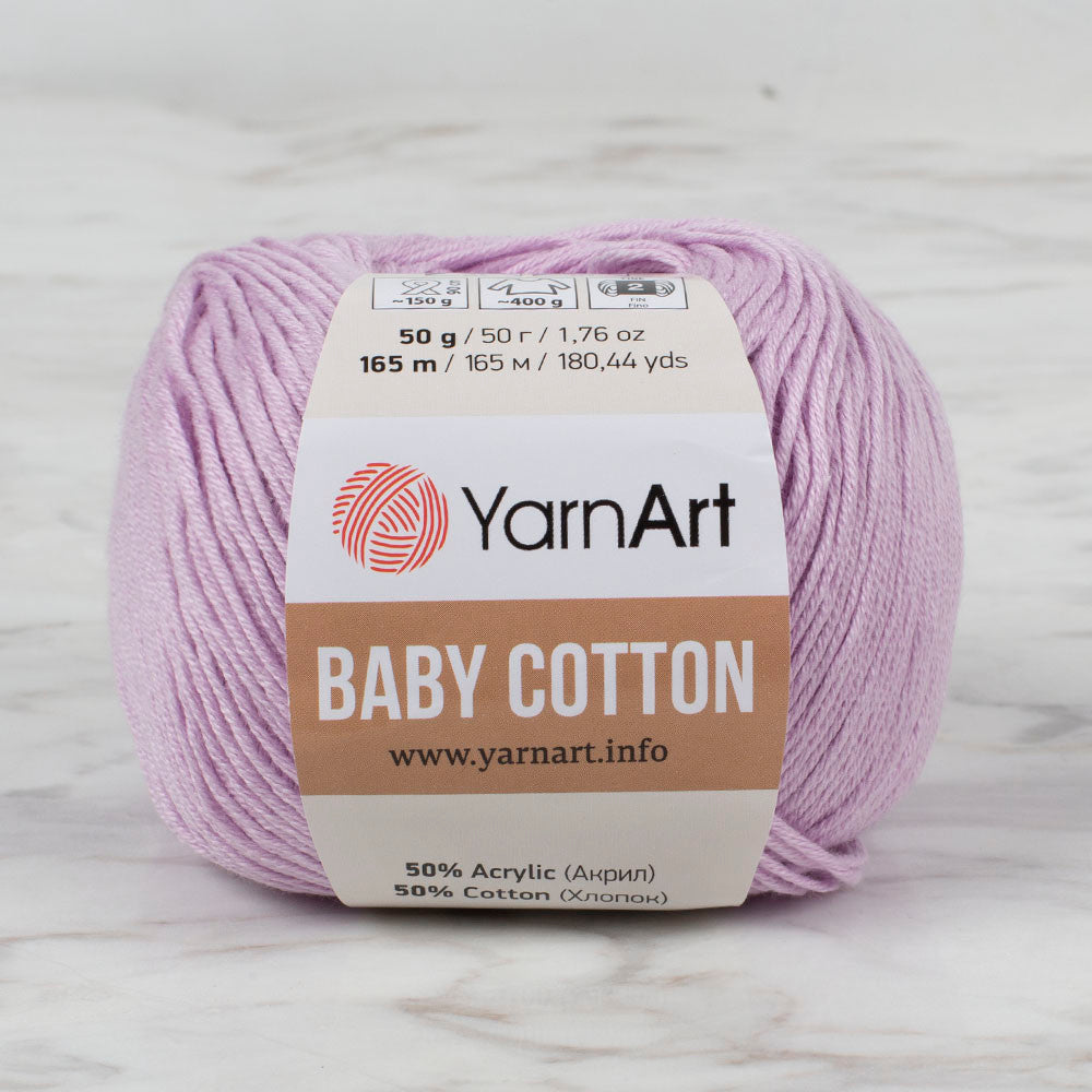 YarnArt Baby Cotton Knitting Yarn, Light Lilac- 416