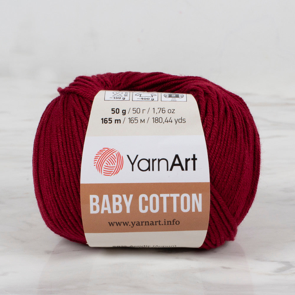 YarnArt Baby Cotton Knitting Yarn, Claret - 428
