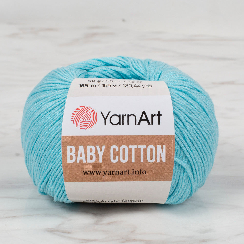 YarnArt Baby Cotton Knitting Yarn, Cyan - 446