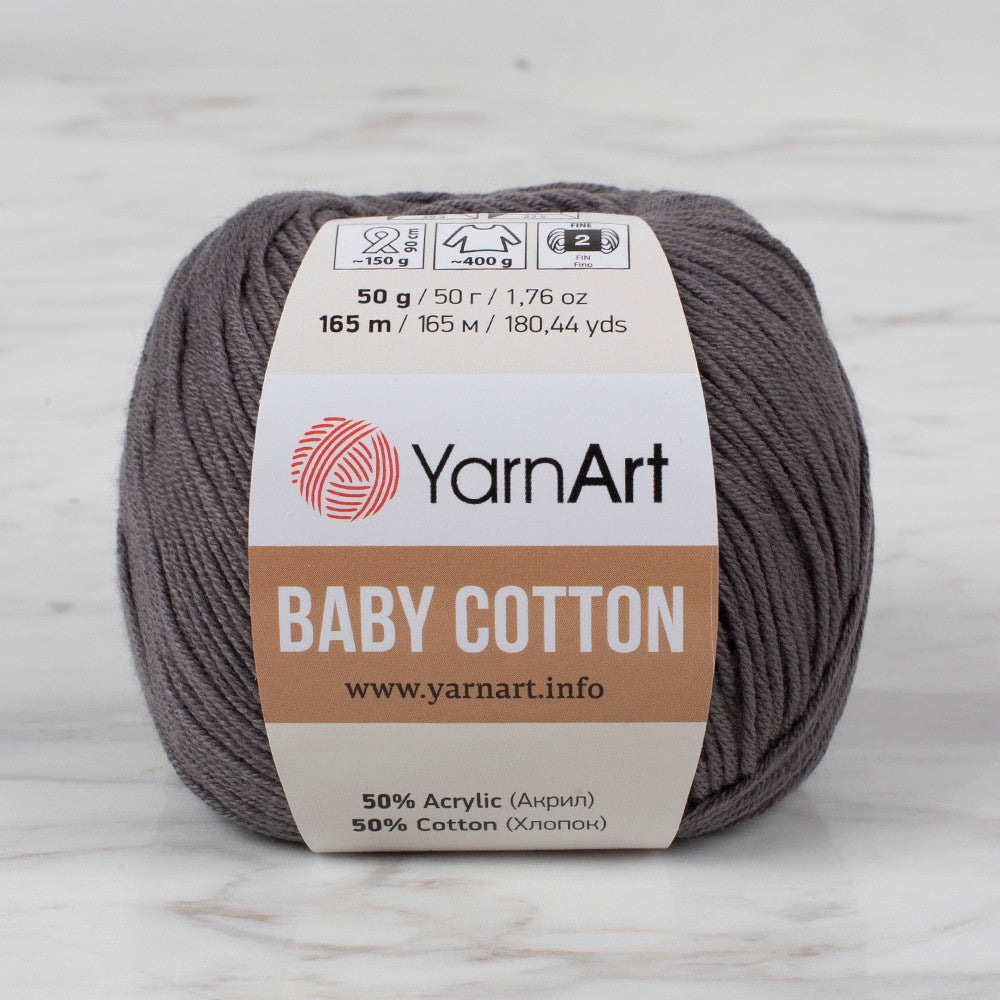 YarnArt Baby Cotton Knitting Yarn, Dark Grey - 454