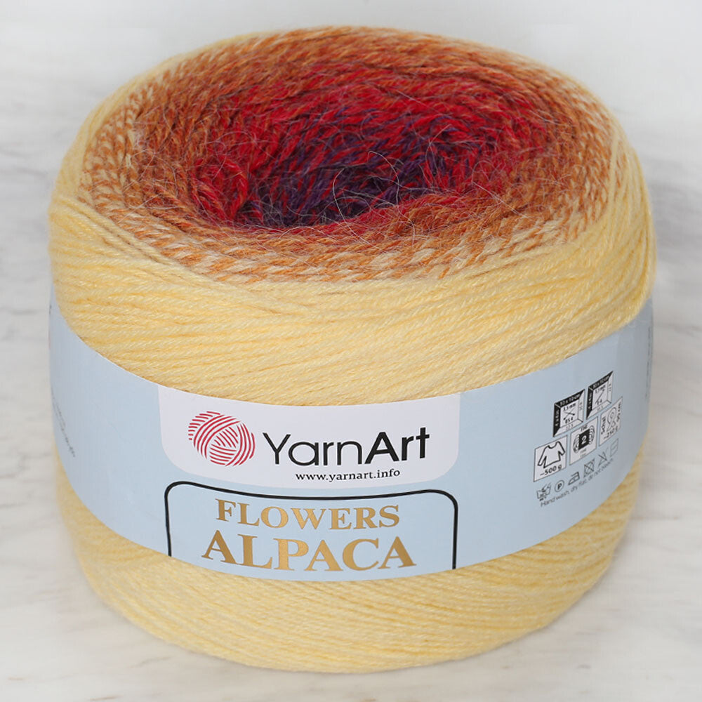 Yarnart Flowers Alpaca 250 Gr Knitting Yarn, Variegated - 418