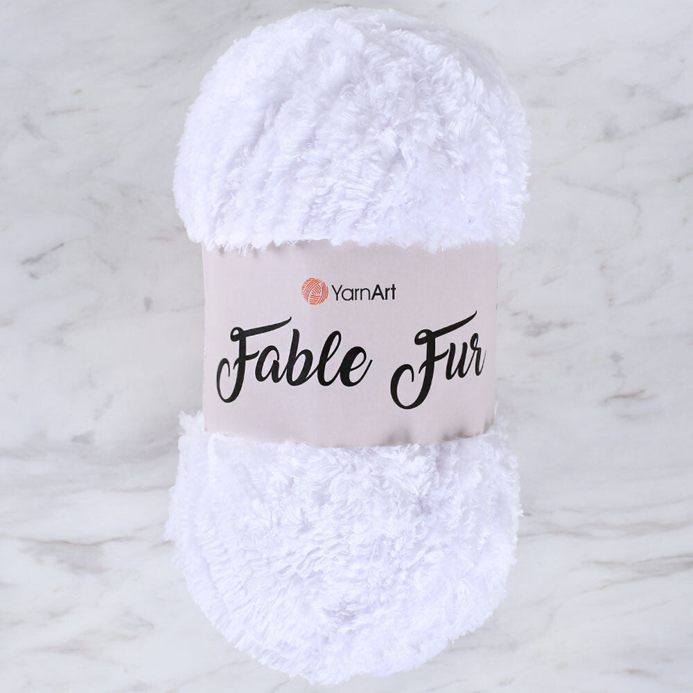 YarnArt Fable Fur Yarn- White - 965