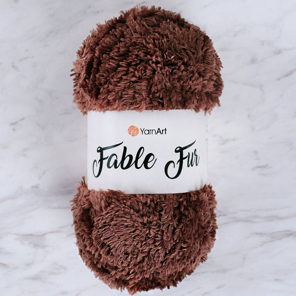 YarnArt Fable Fur Yarn- Brown - 986