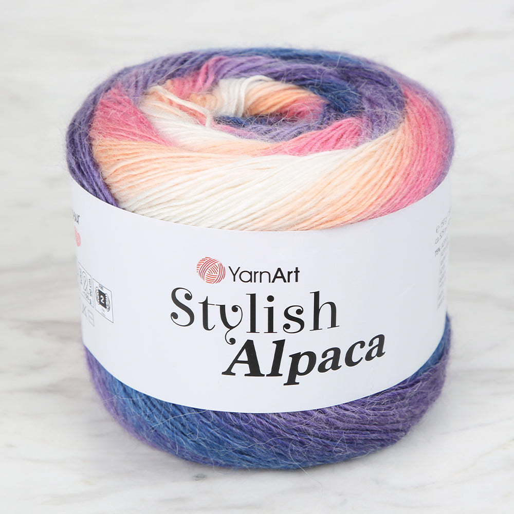 YarnArt Stylish Alpaca Hand Knitting Rope, Variegated - 7717