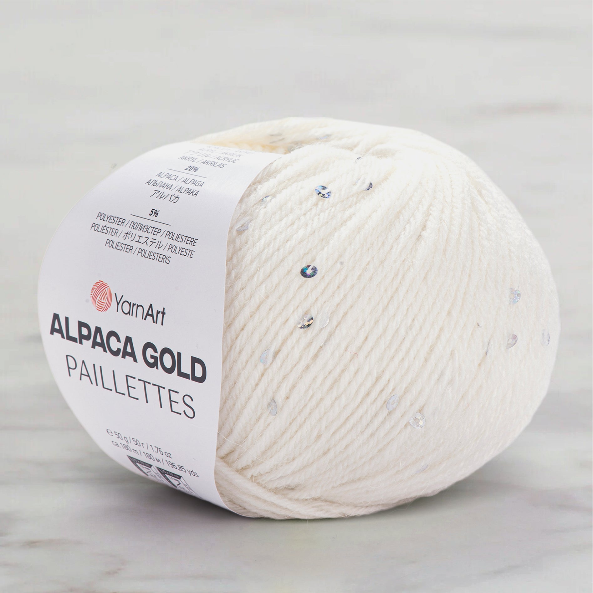 YarnArt Alpaca Gold Paillettes Hand Knitting Yarn , Cream - 9301
