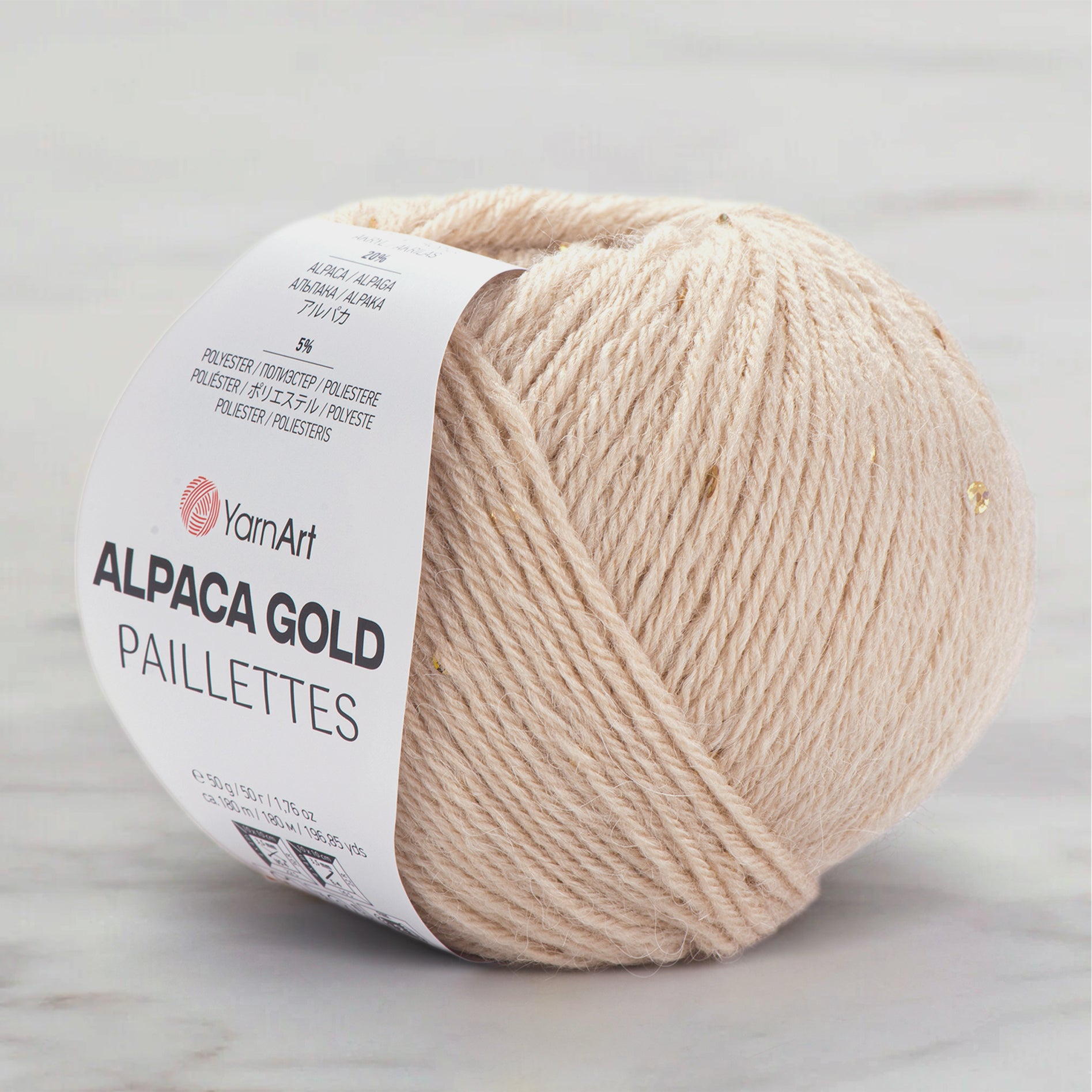 YarnArt Alpaca Gold Paillettes Hand Knitting Yarn , Beige - 9302
