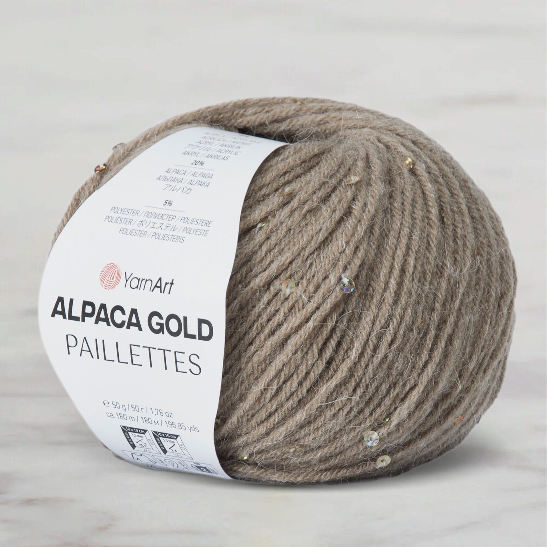 YarnArt Alpaca Gold Paillettes Hand Knitting Yarn , Beige - 9316
