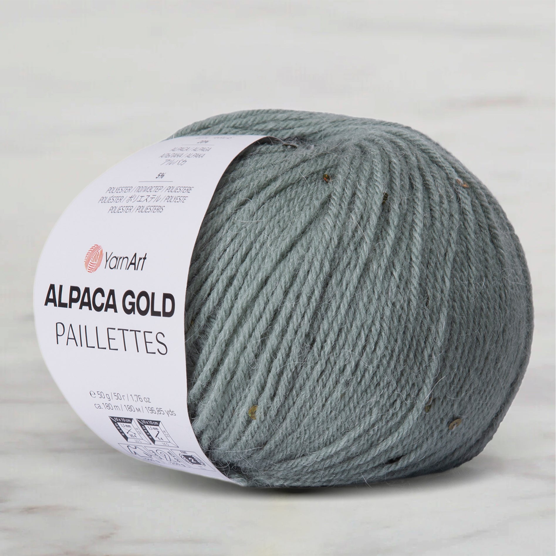 YarnArt Alpaca Gold Paillettes Hand Knitting Yarn , Green - 9317