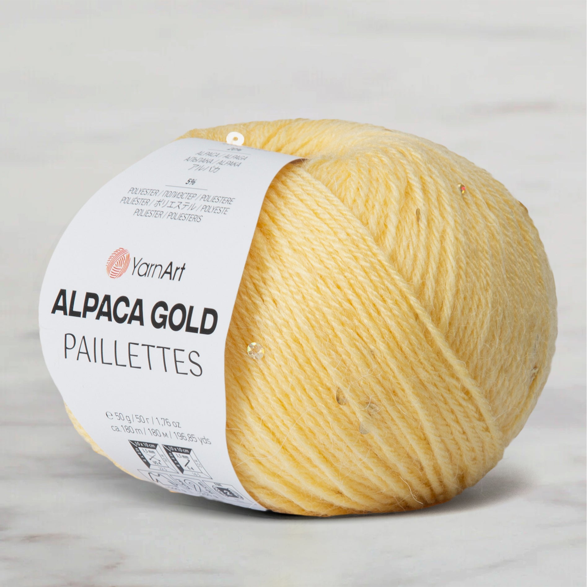 YarnArt Alpaca Gold Paillettes Hand Knitting Yarn , Yellow - 9318