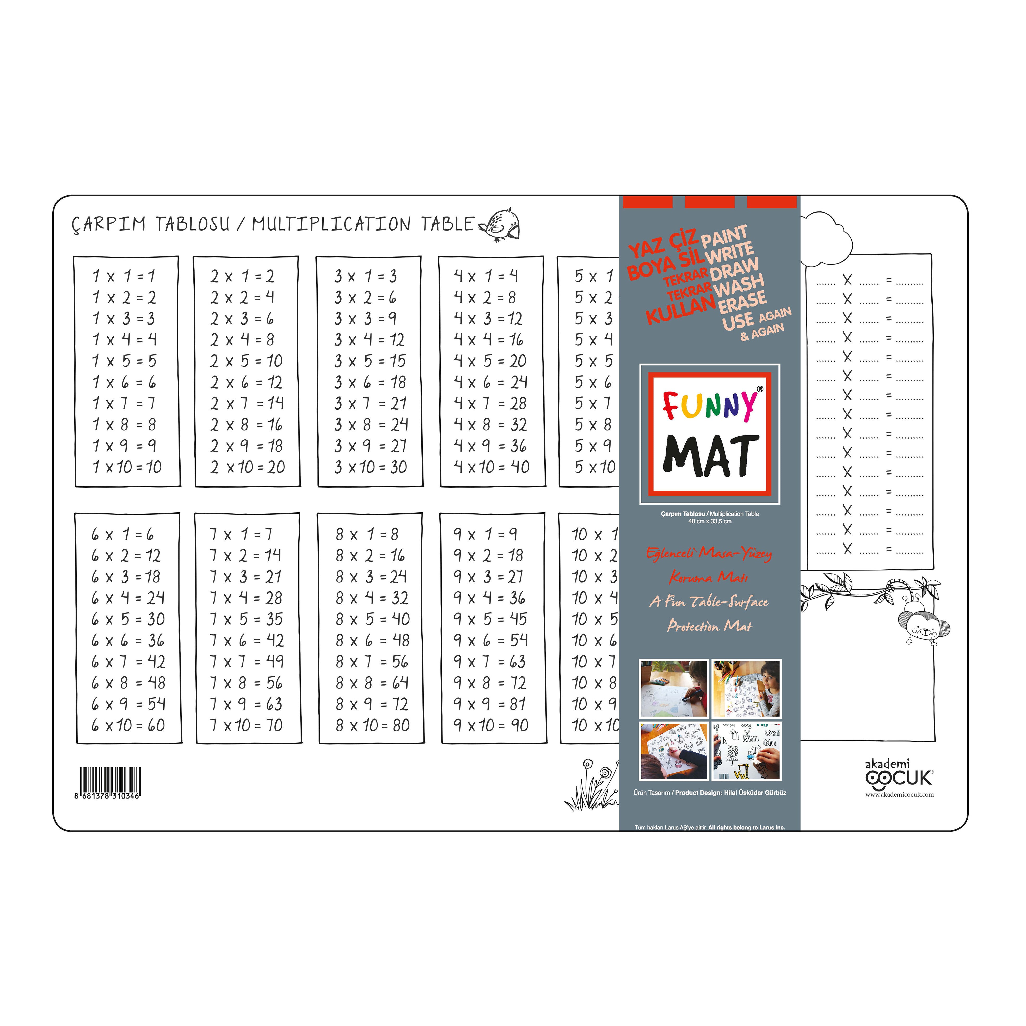 Akademi Çocuk Funny Mat - Multiplication Table