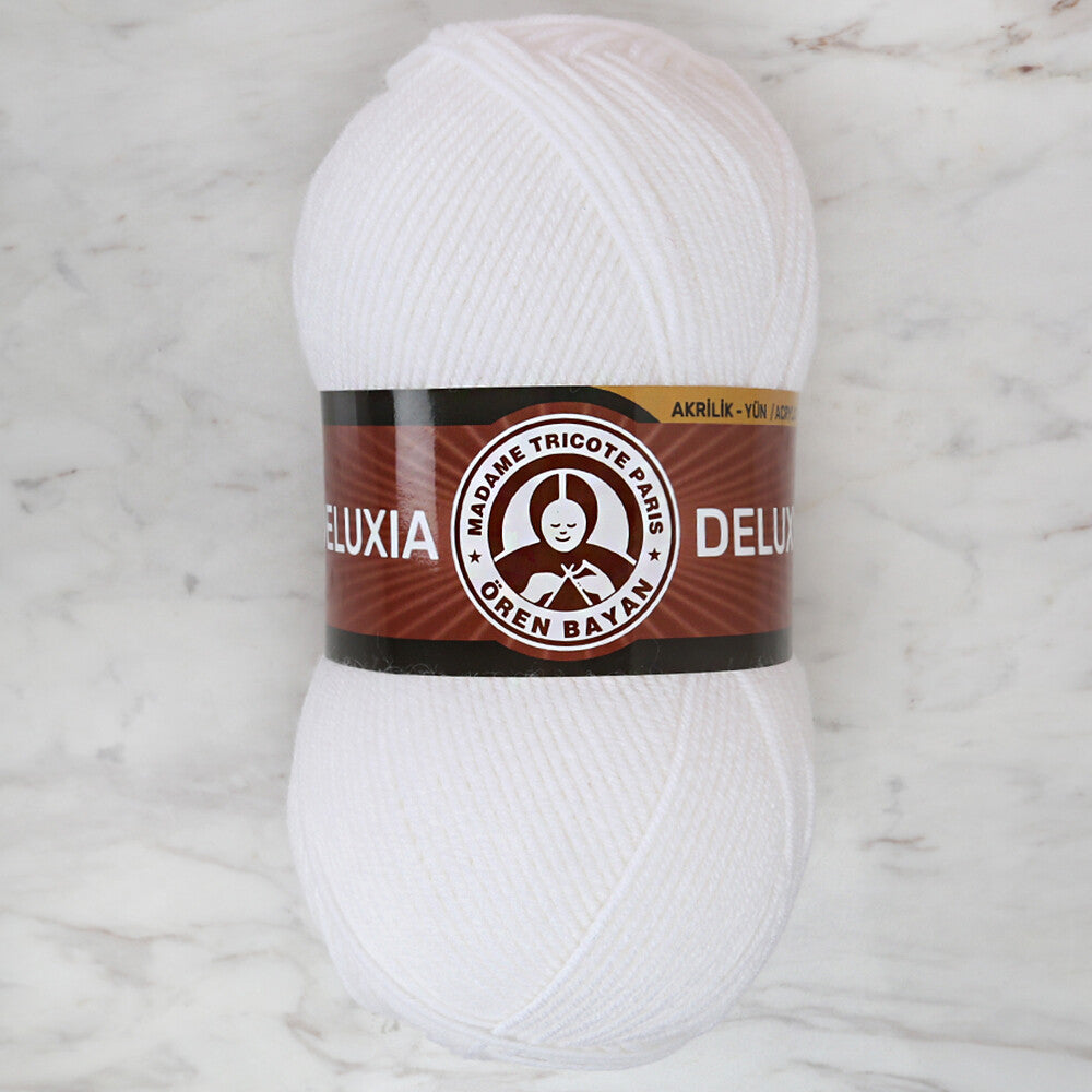 Madame Tricote Paris Deluxia Knitting Yarn, White - 100