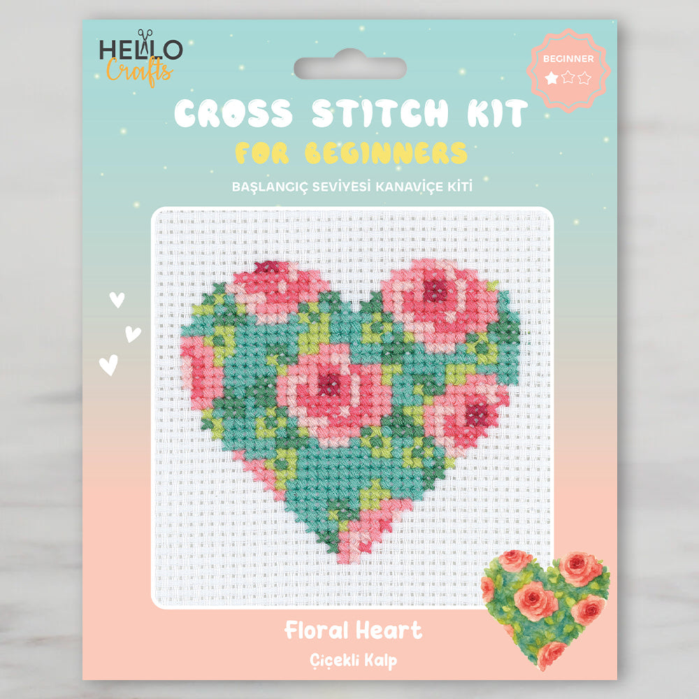 Hello Crafts Cross Stitch Kit Flower Heart - HC559