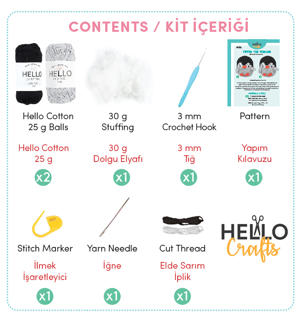 Hello Adorable Amigurumi Kit - Pippen The Penguin - HC882