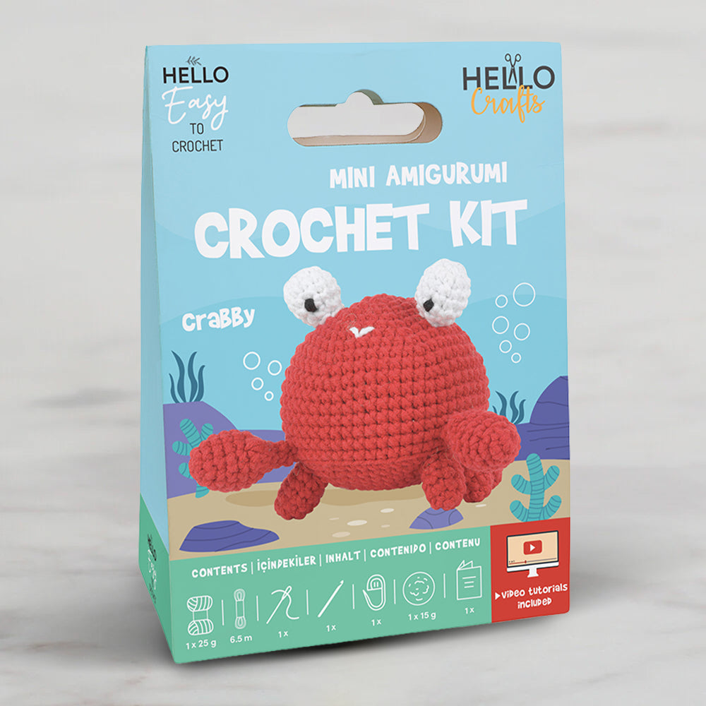 Hello Crafts Crochet Mini Amigurumi Kit - Crabby - HC105