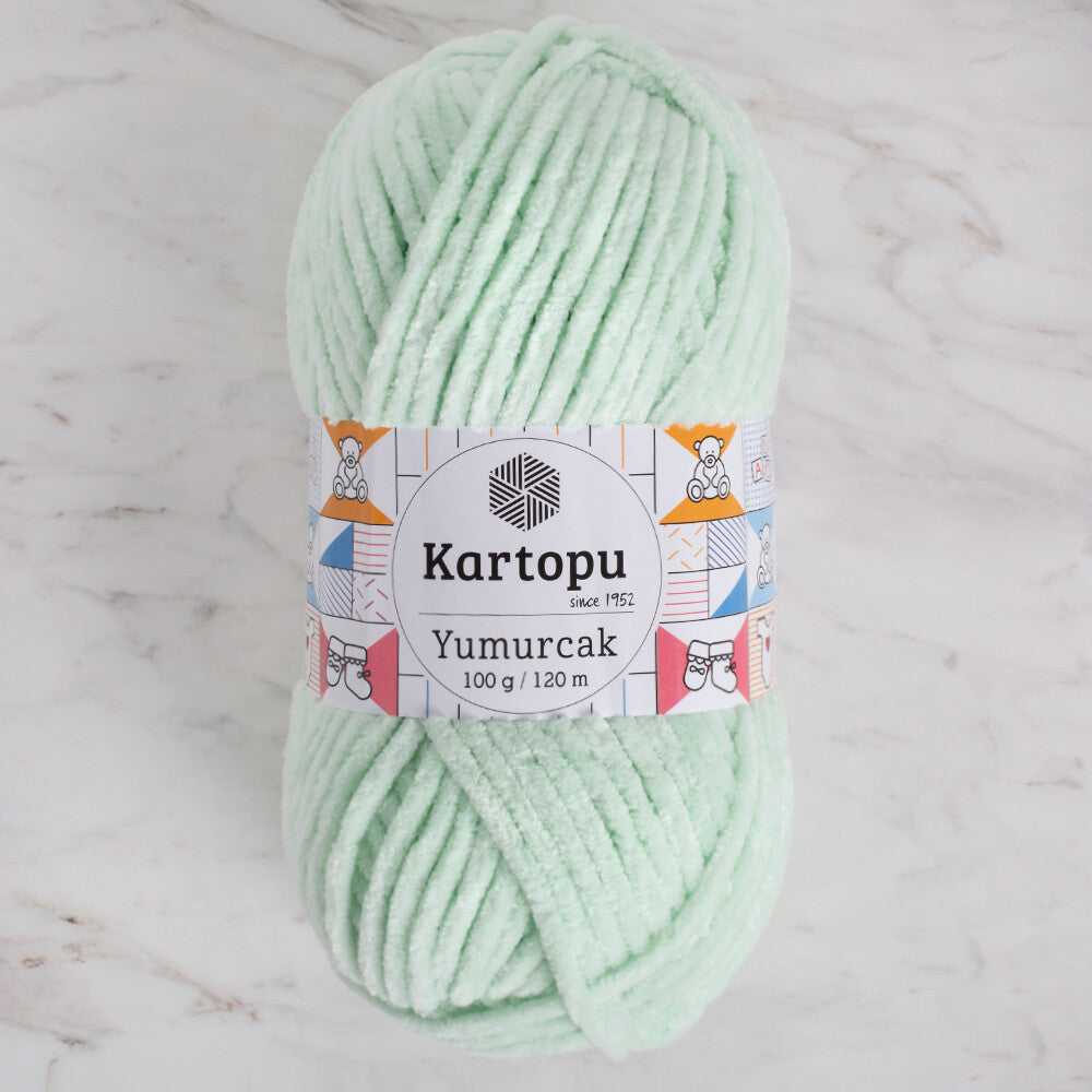 Kartopu Yumurcak Velvet Knitting Yarn, Baby Green - K560