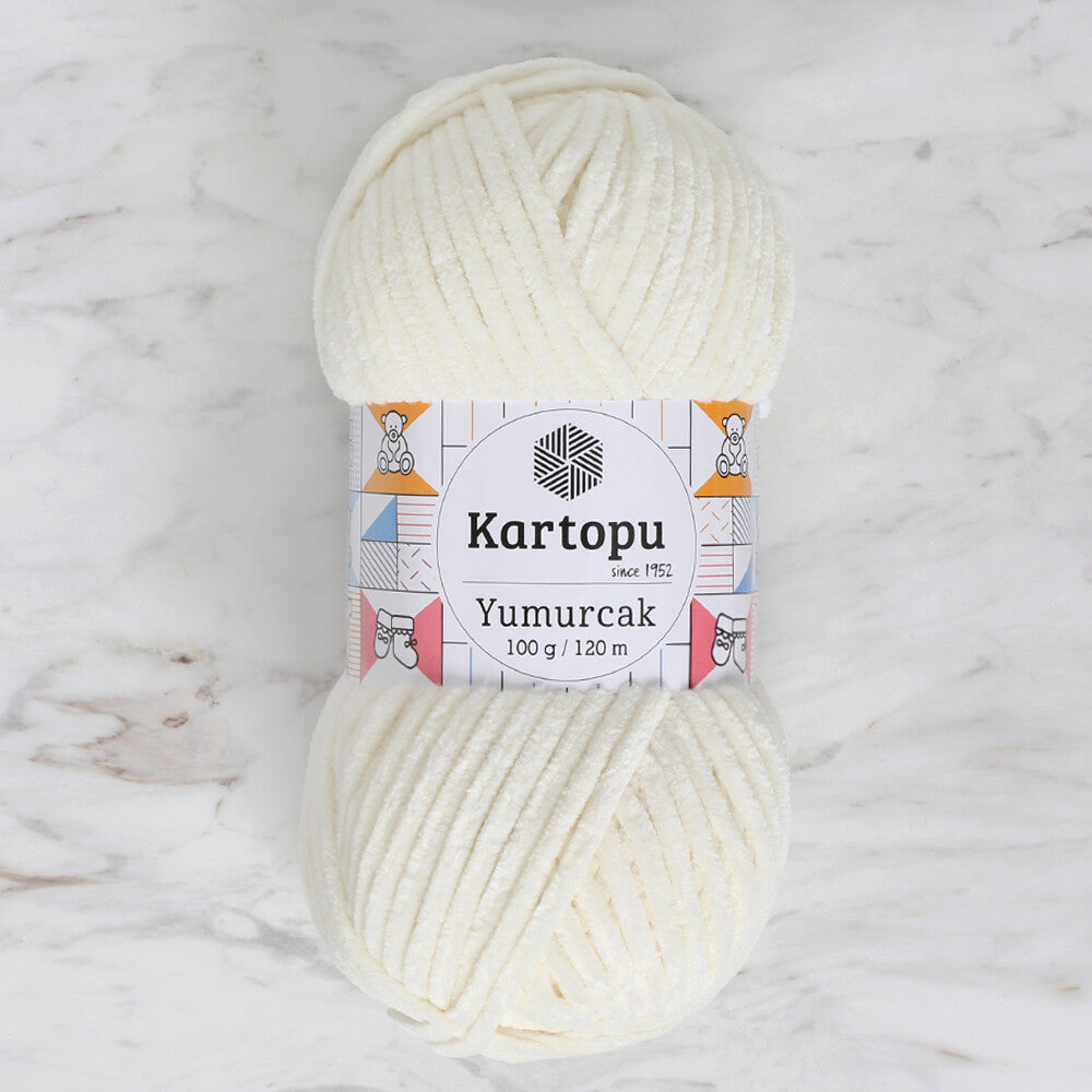 Kartopu Yumurcak Velvet Knitting Yarn, Ecru - K011