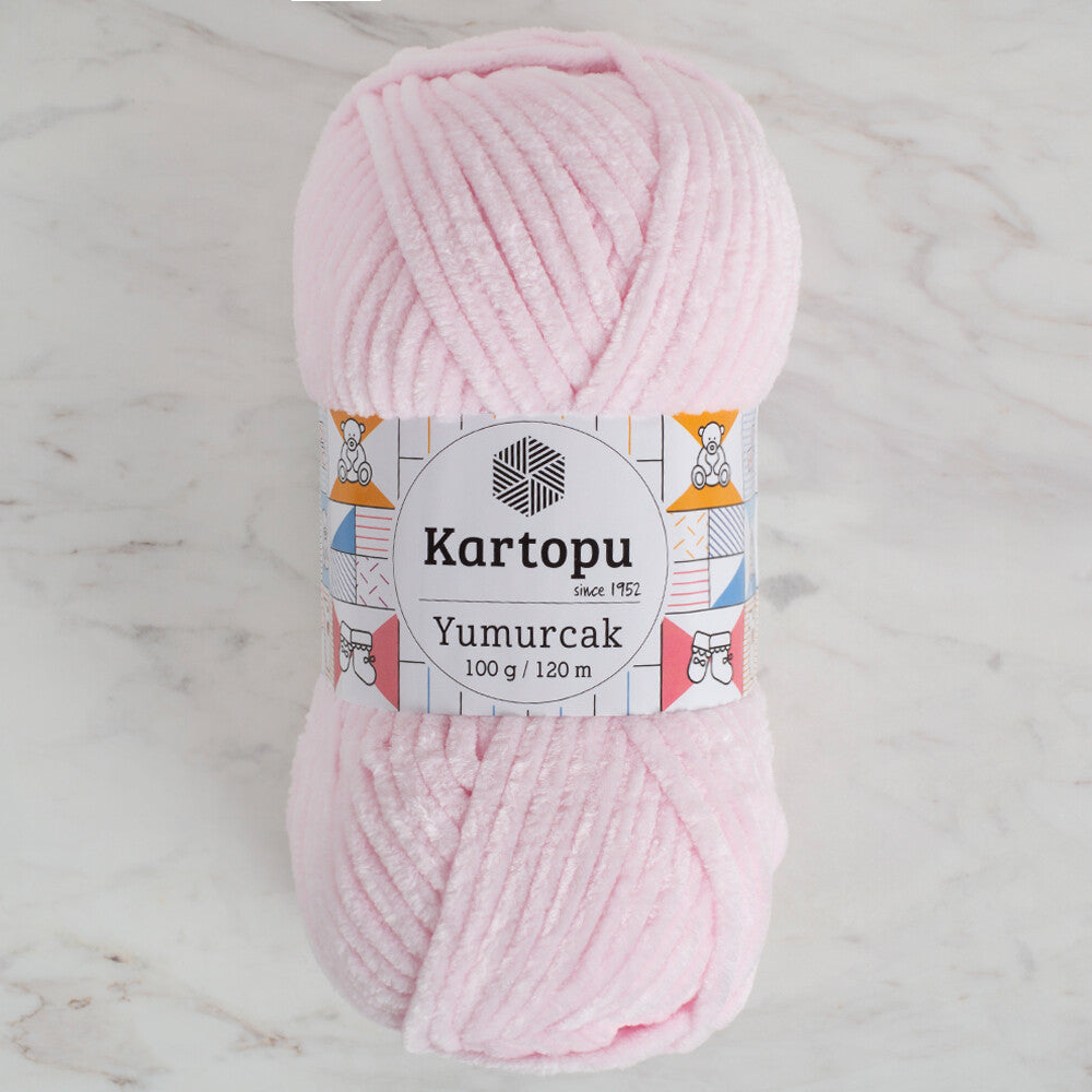 Kartopu Yumurcak Velvet Knitting Yarn, Light Pink - K1562