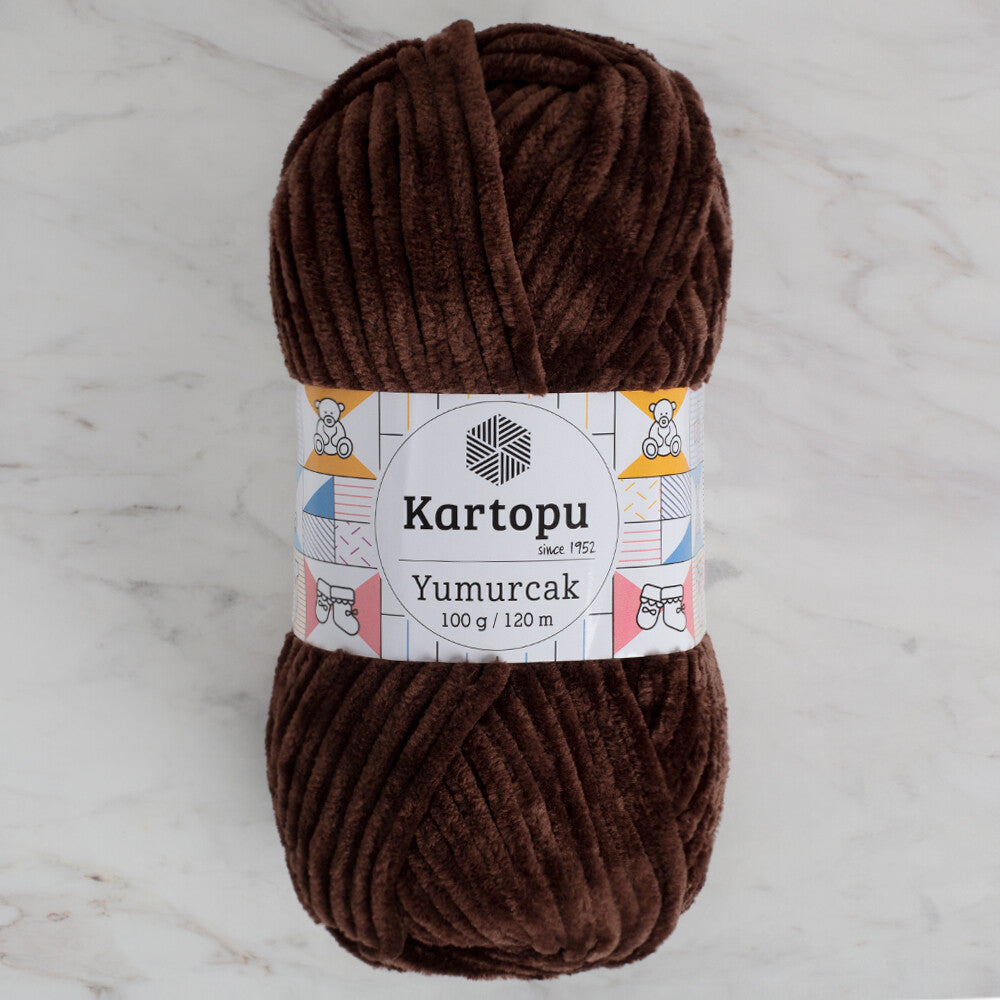 Kartopu Yumurcak Velvet Knitting Yarn, Brown - K818