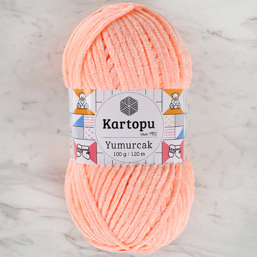 Kartopu Yumurcak Velvet Knitting Yarn, Pinkish Orange - K218