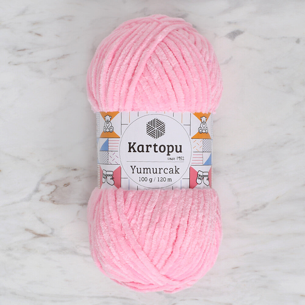 Kartopu Yumurcak Velvet Knitting Yarn, Pink - K767