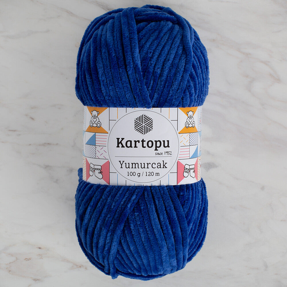 Kartopu Yumurcak Velvet Knitting Yarn, Saxe Blue - K524