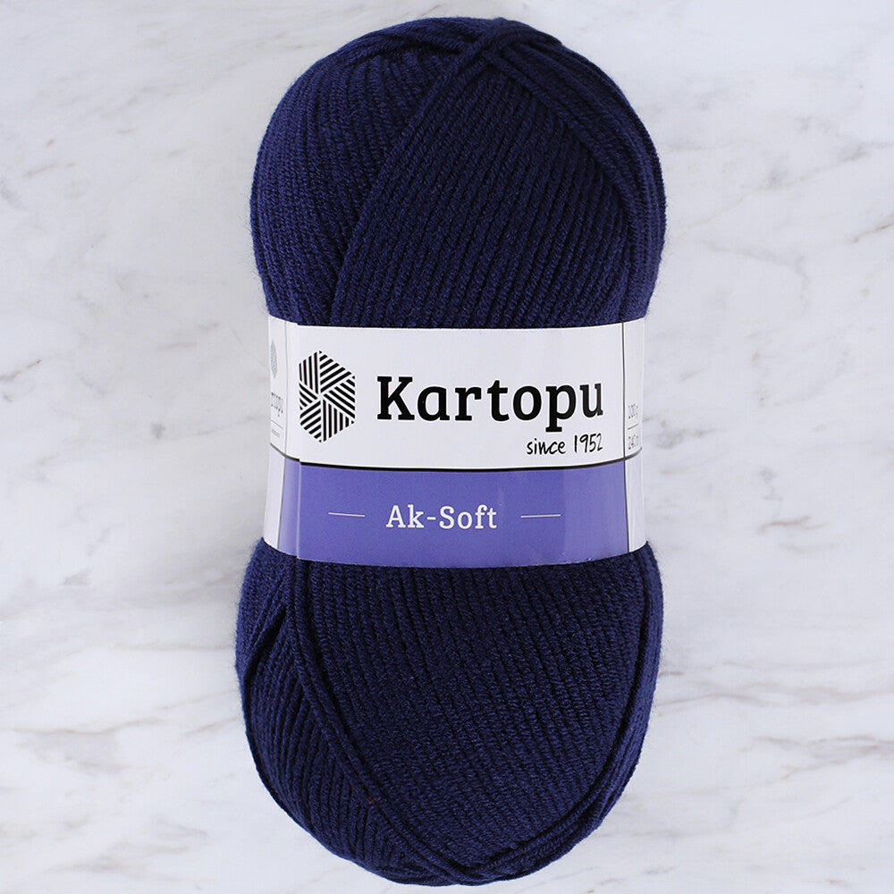 Kartopu Ak-Soft Knitting Yarn, Navy Blue - K632