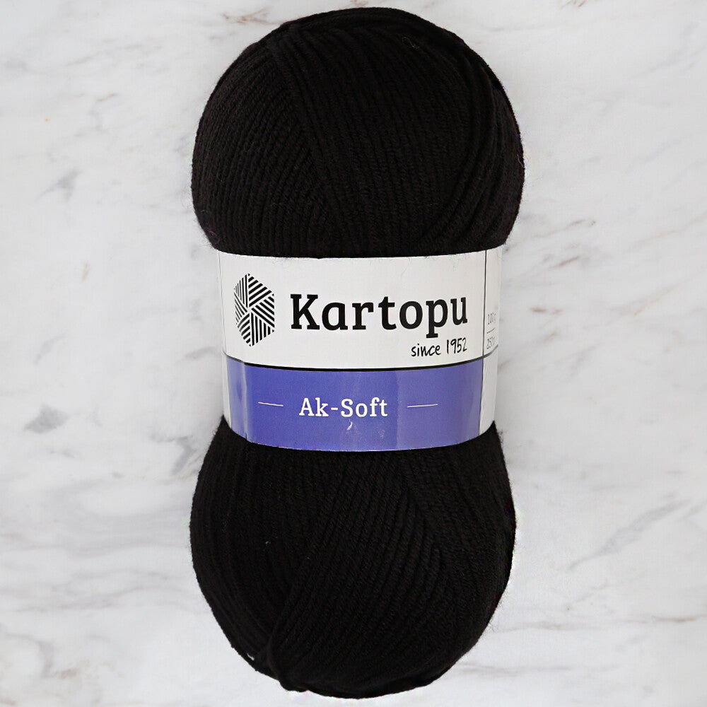Kartopu Ak-Soft Knitting Yarn, Black - K940