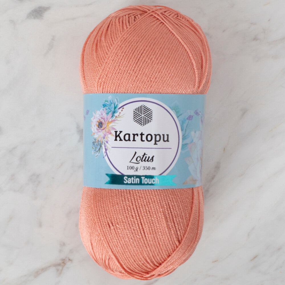 Kartopu Lotus Knitting Yarn, Pinkish Orange  - K103
