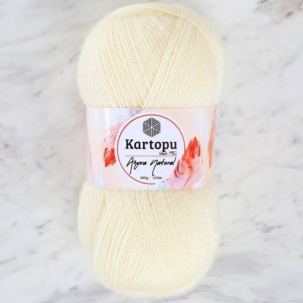 Kartopu Angora Natural Knitting Yarn,Cream - K025
