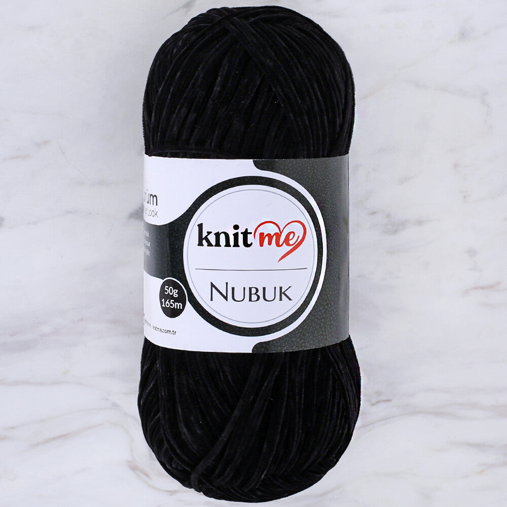 Knit Me Nubuk Knitting Yarn, Black - 800