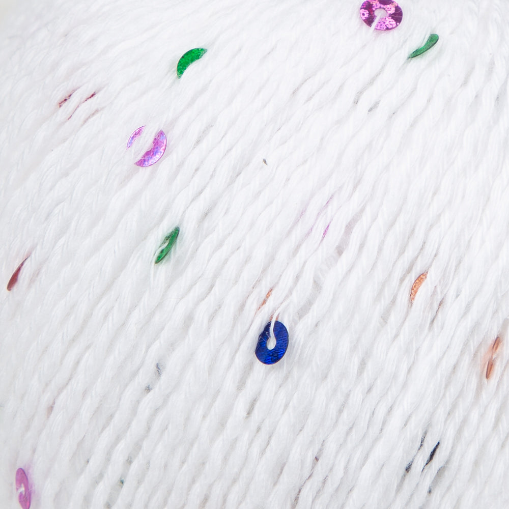 Himalaya Dore Sequined Hand Knitting Yarn, White - 61402