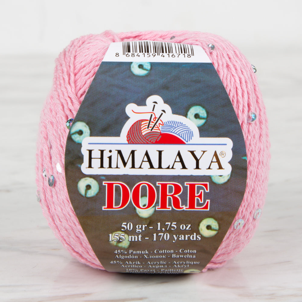 Himalaya Dore Sequined Hand Knitting Yarn, Pink - 61405