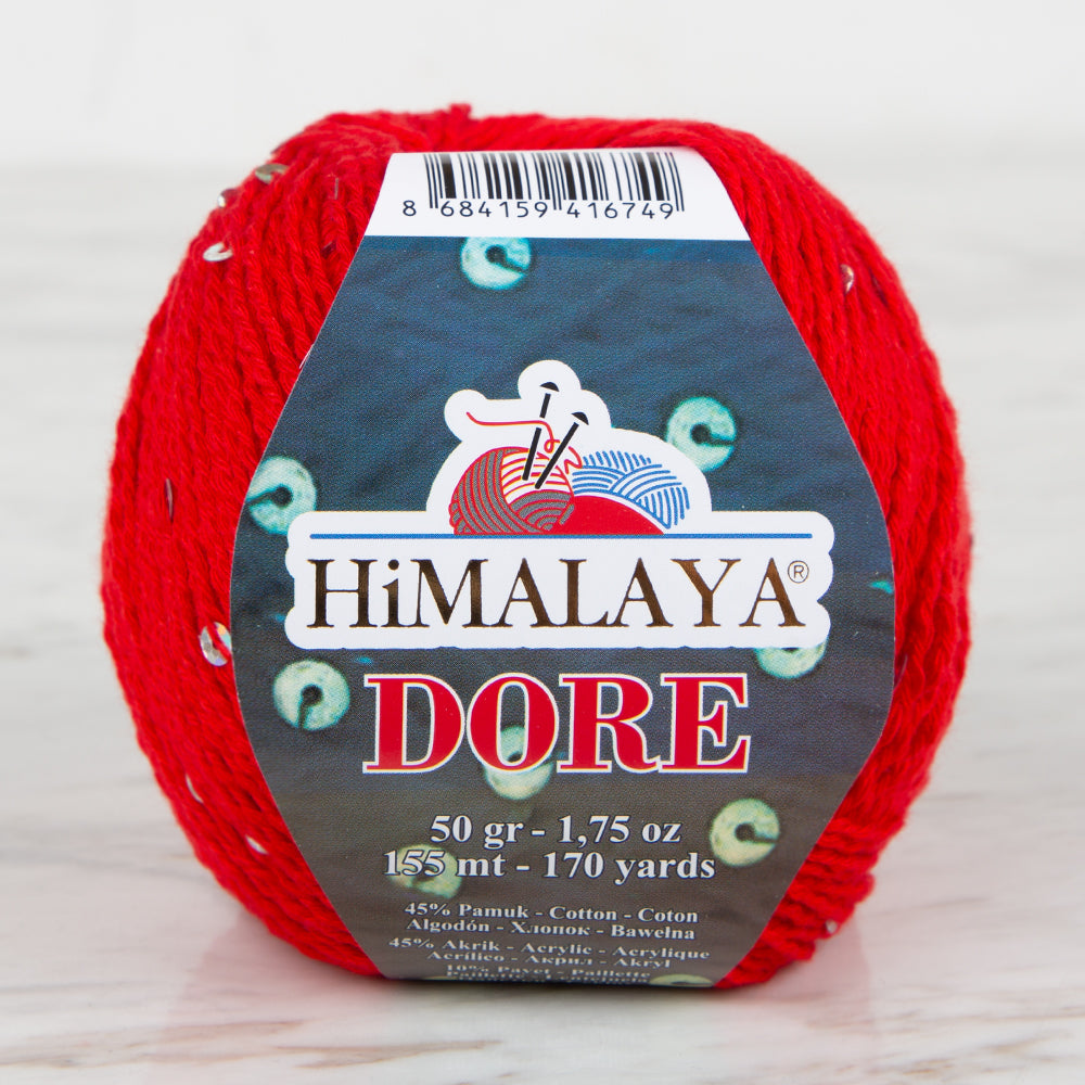 Himalaya Dore Sequined Hand Knitting Yarn, Red- 61408