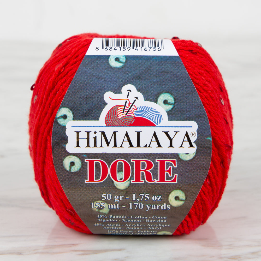 Himalaya Dore Sequined Hand Knitting Yarn, Red - 61409