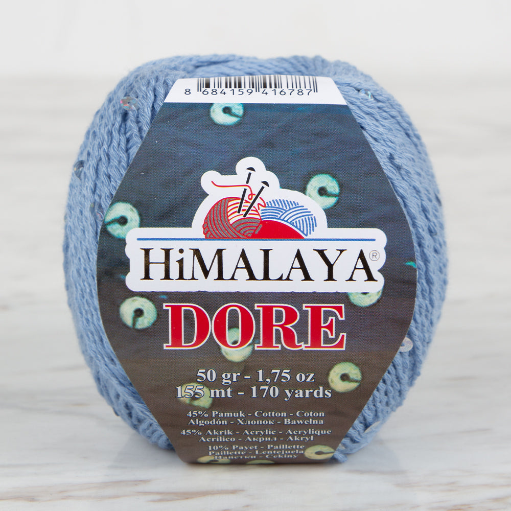 Himalaya Dore Sequined Hand Knitting Yarn, Blue- 61412