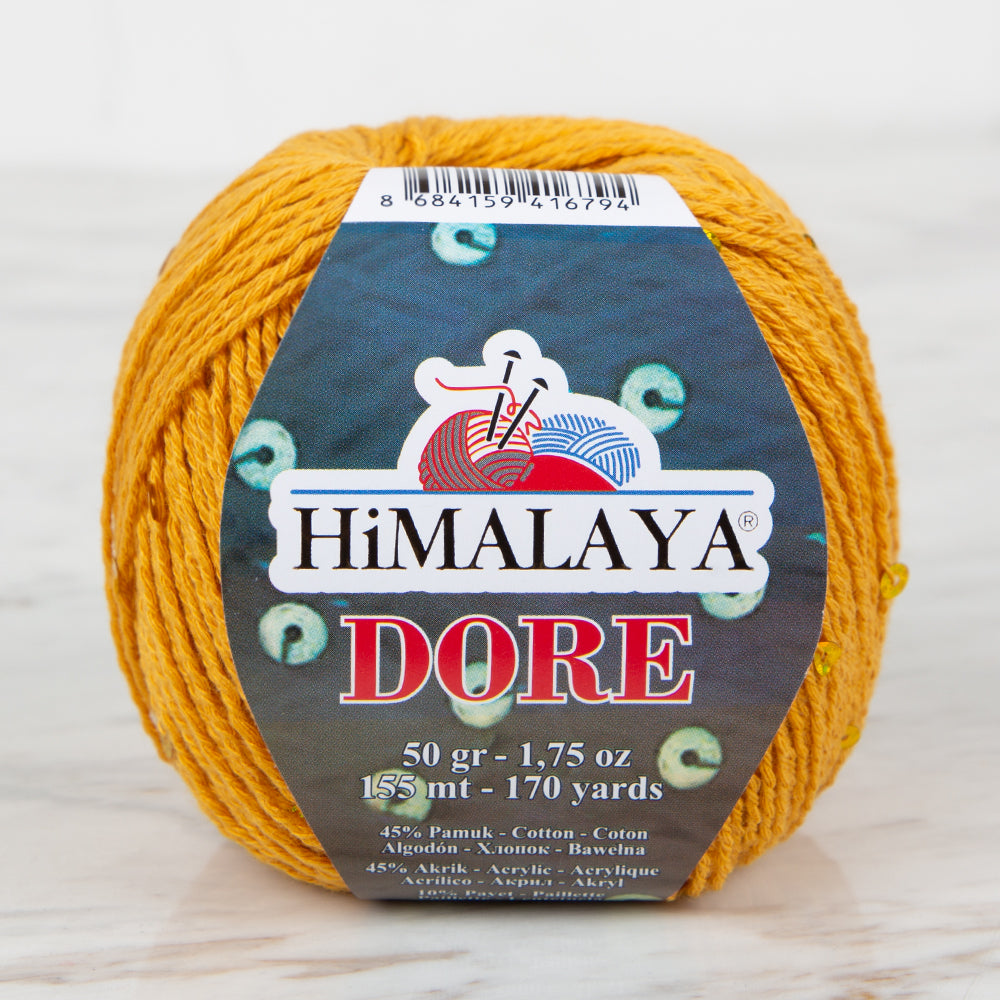 Himalaya Dore Sequined Hand Knitting Yarn, Mustard - 61413