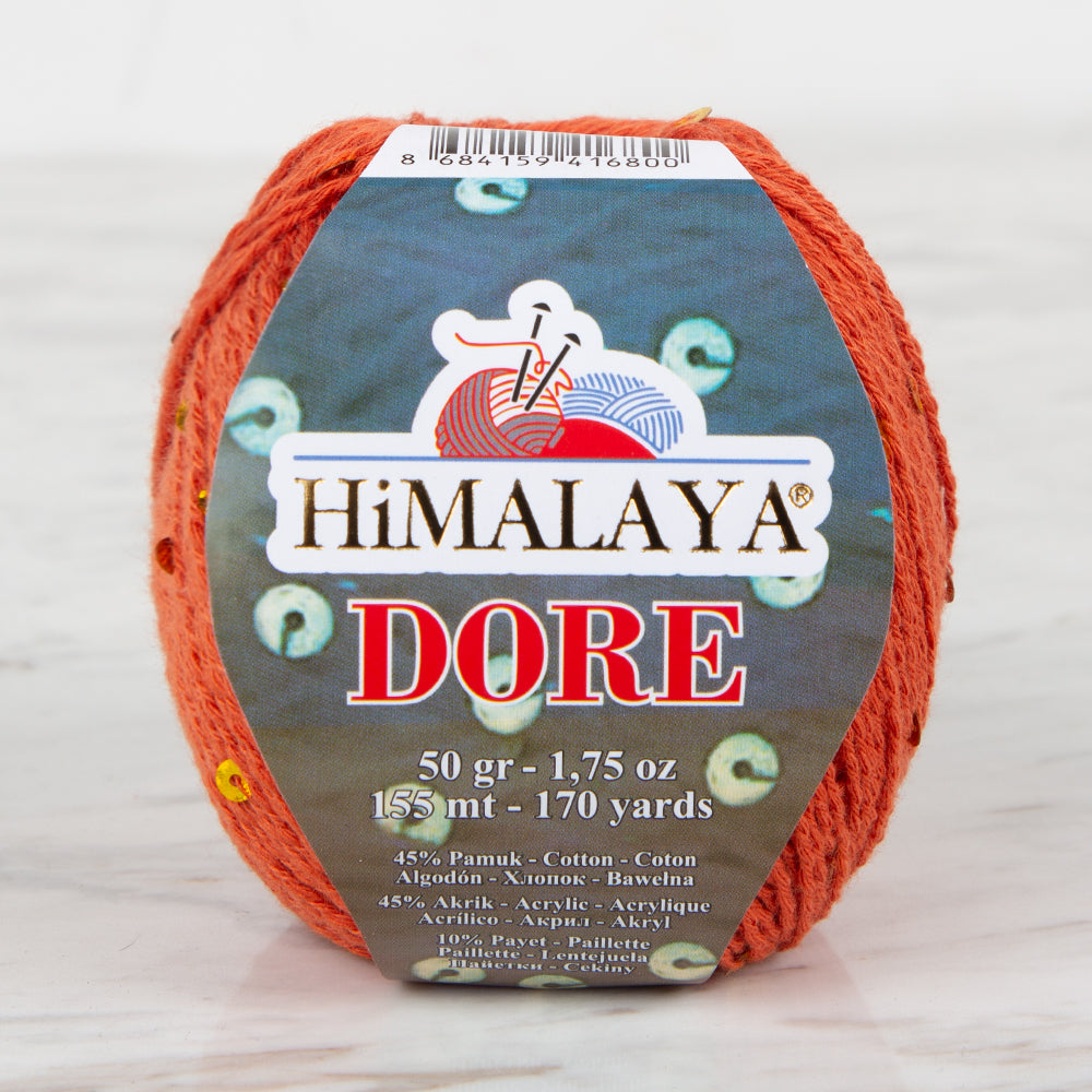 Himalaya Dore Sequined Hand Knitting Yarn, Orange- 61414