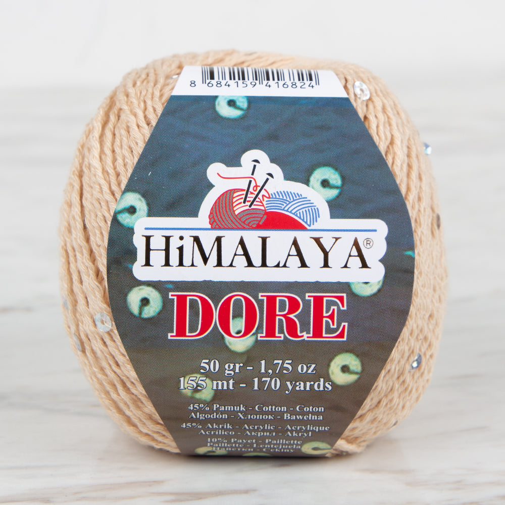 Himalaya Dore Sequined Hand Knitting Yarn, Beige- 61416