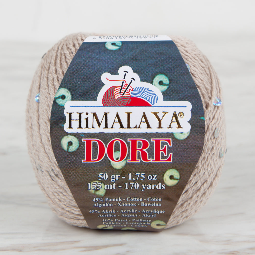 Himalaya Dore Sequined Hand Knitting Yarn, Beige - 61417