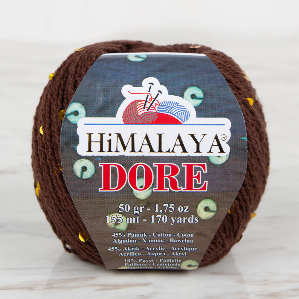 Himalaya Dore Sequined Hand Knitting Yarn, Brown - 61420