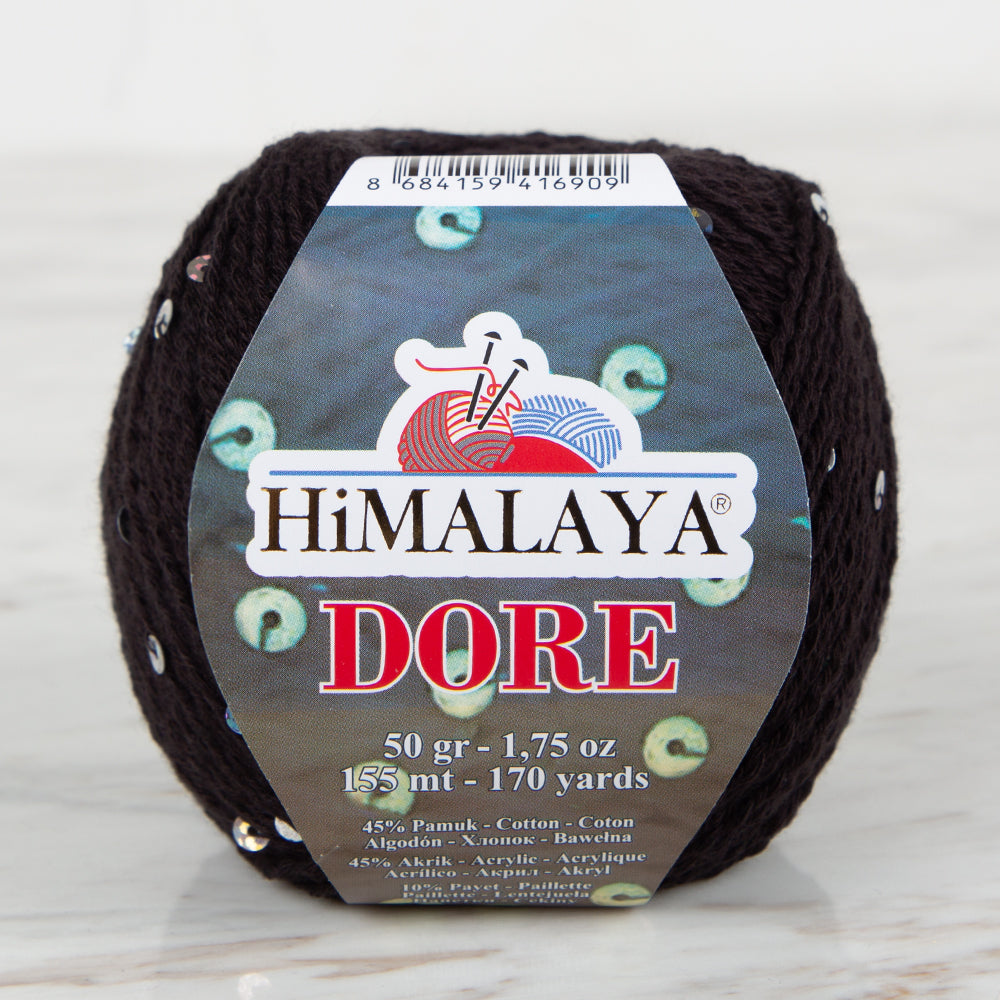 Himalaya Dore Sequined Hand Knitting Yarn, Black - 61424