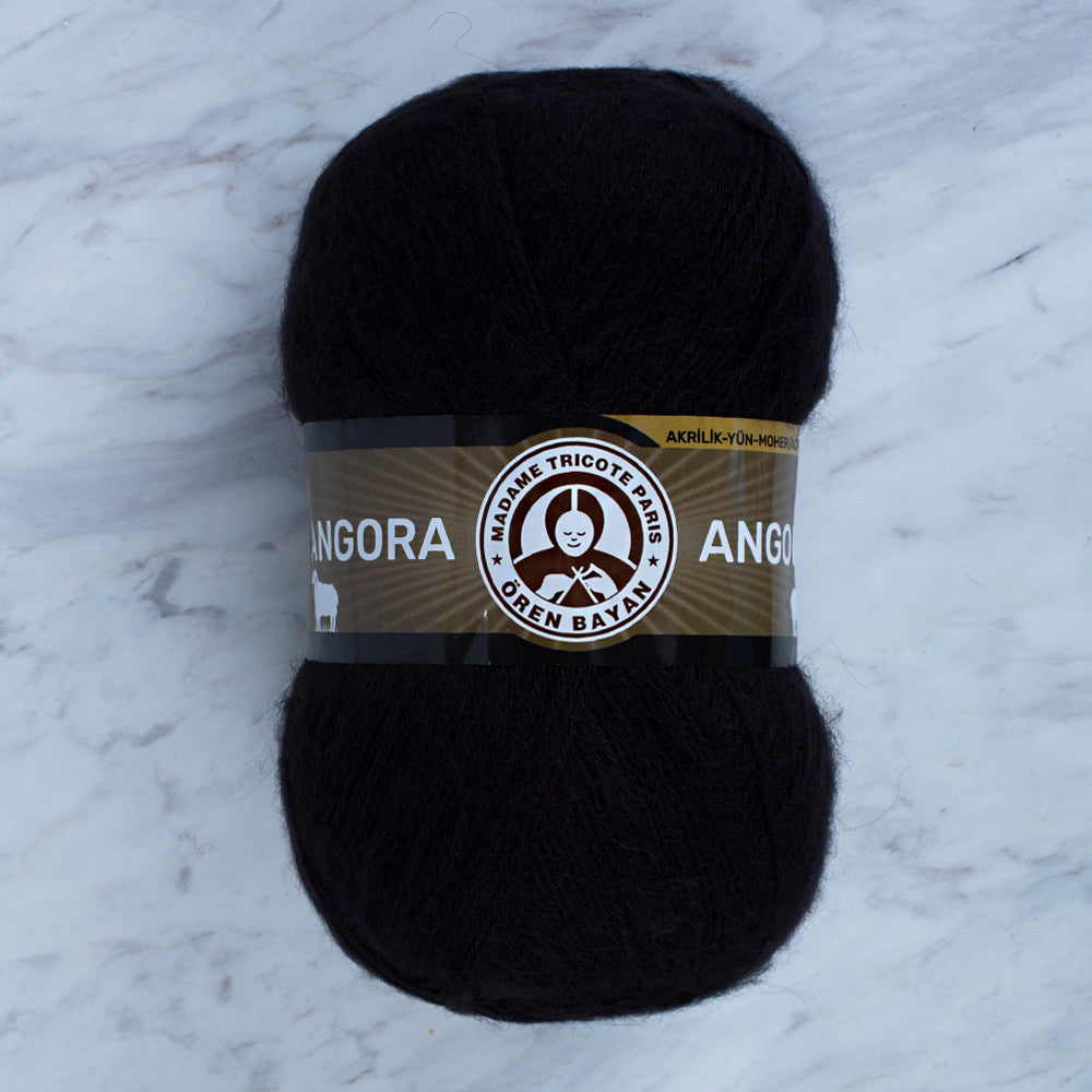 Madame Tricote Paris Angora Knitting Yarn, Black - 999