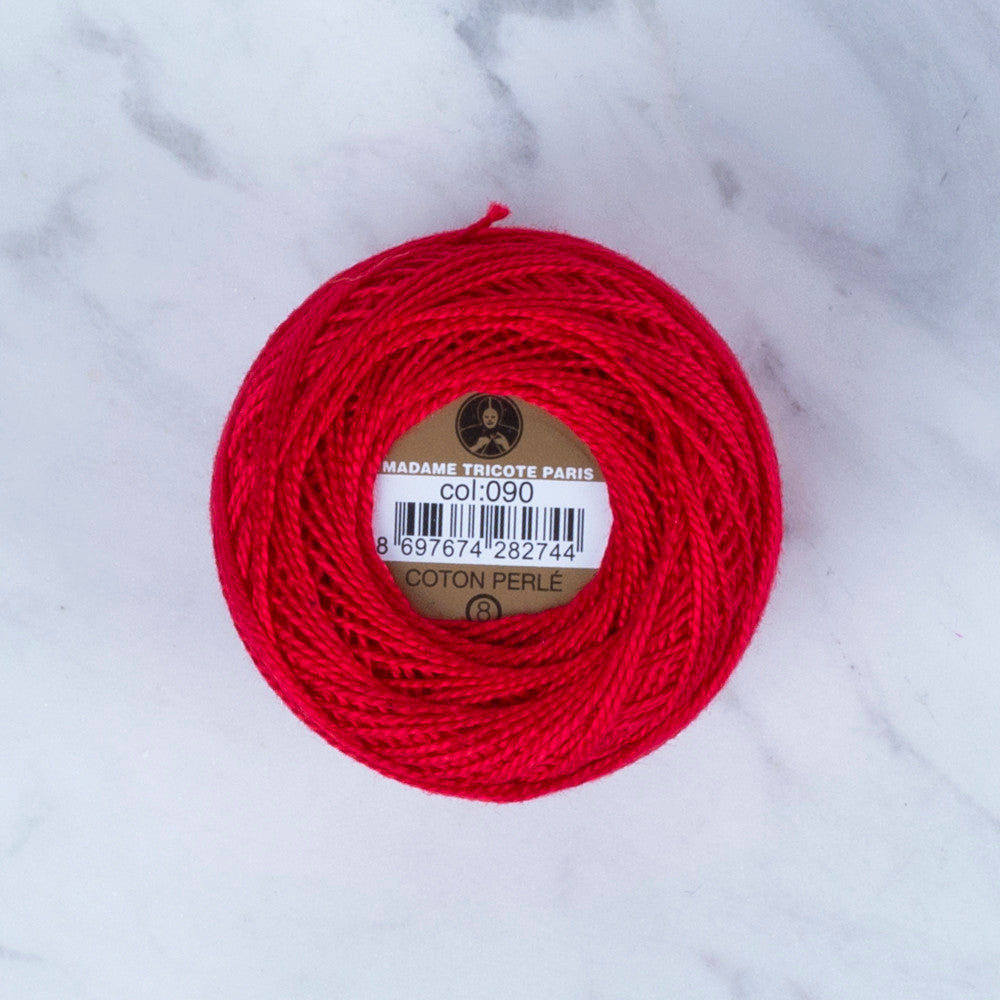 Madame Tricote Paris Koton Perle No: 8 Embroidery Thread, Red - 090