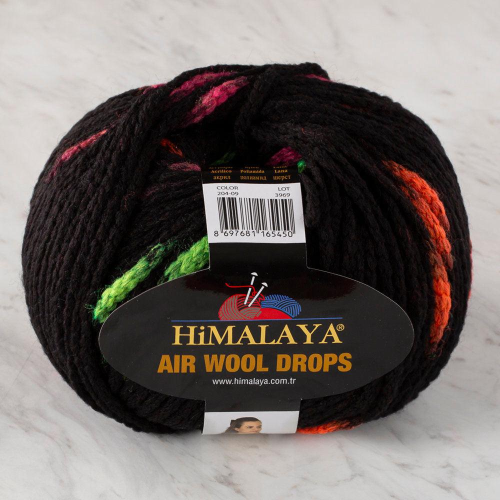 Himalaya Air Wool Drops Speckled Yarn, Black - 20409