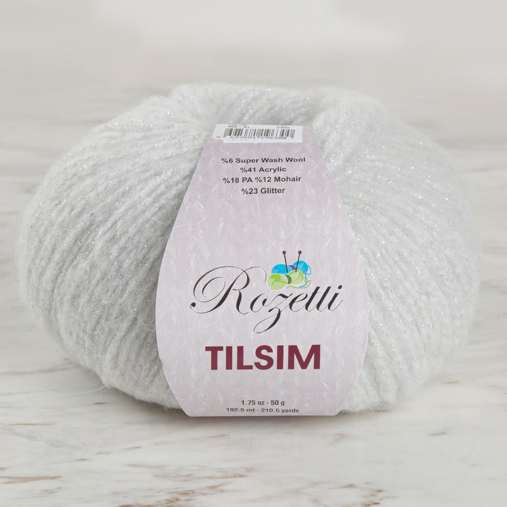 Rozetti Tılsım Glittery Hand Knitting Yarn Light Grey - 362-01